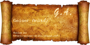 Geiser Anikó névjegykártya